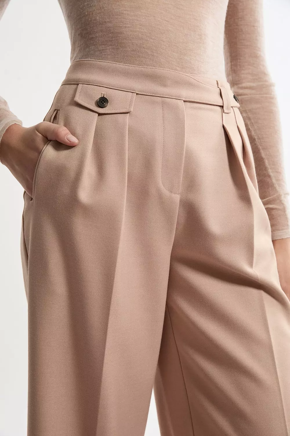 Wool Blend Tailored Wide Leg Pants | Karen Millen