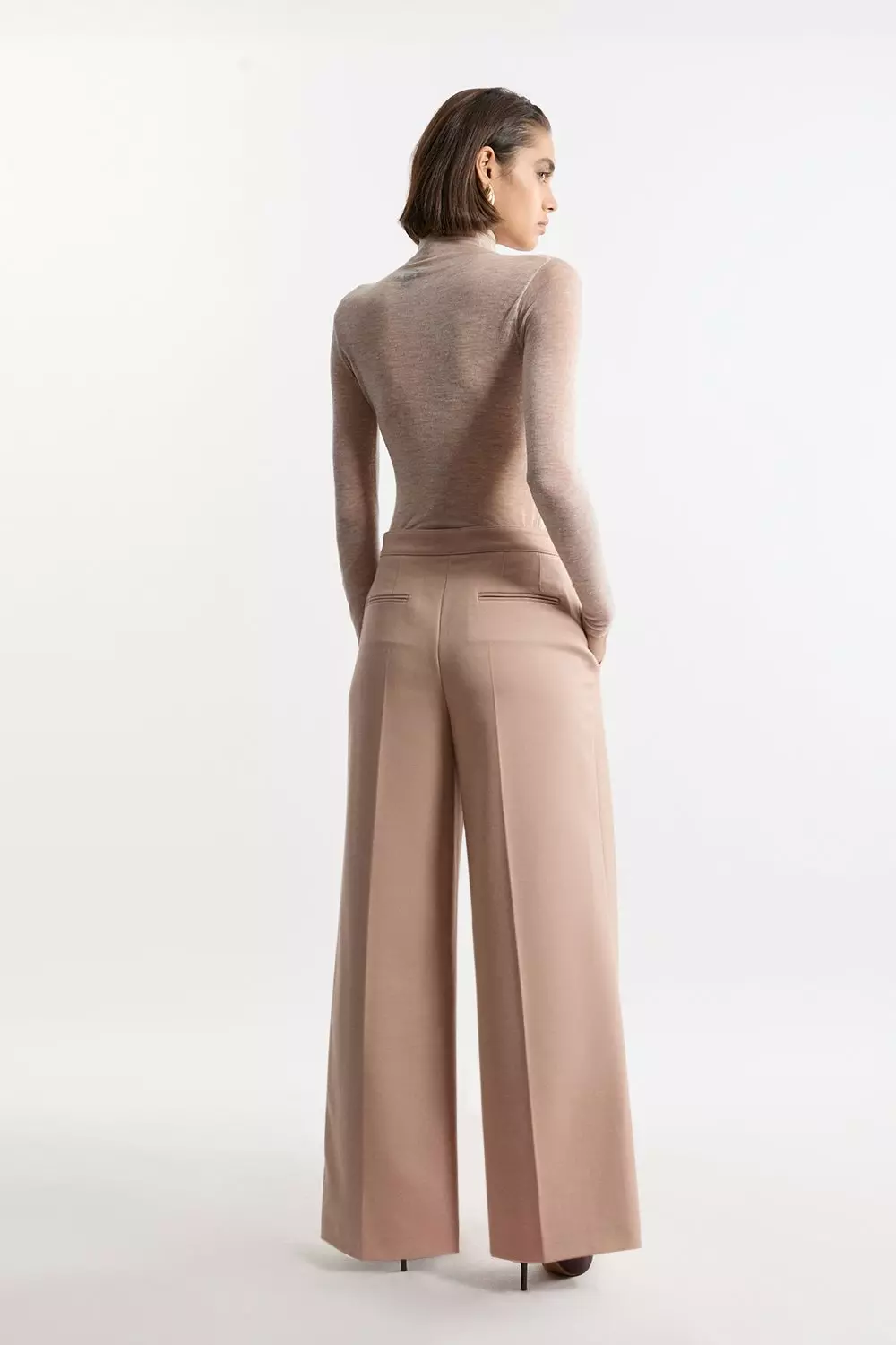 Wool Blend Tailored Wide Leg Pants | Karen Millen