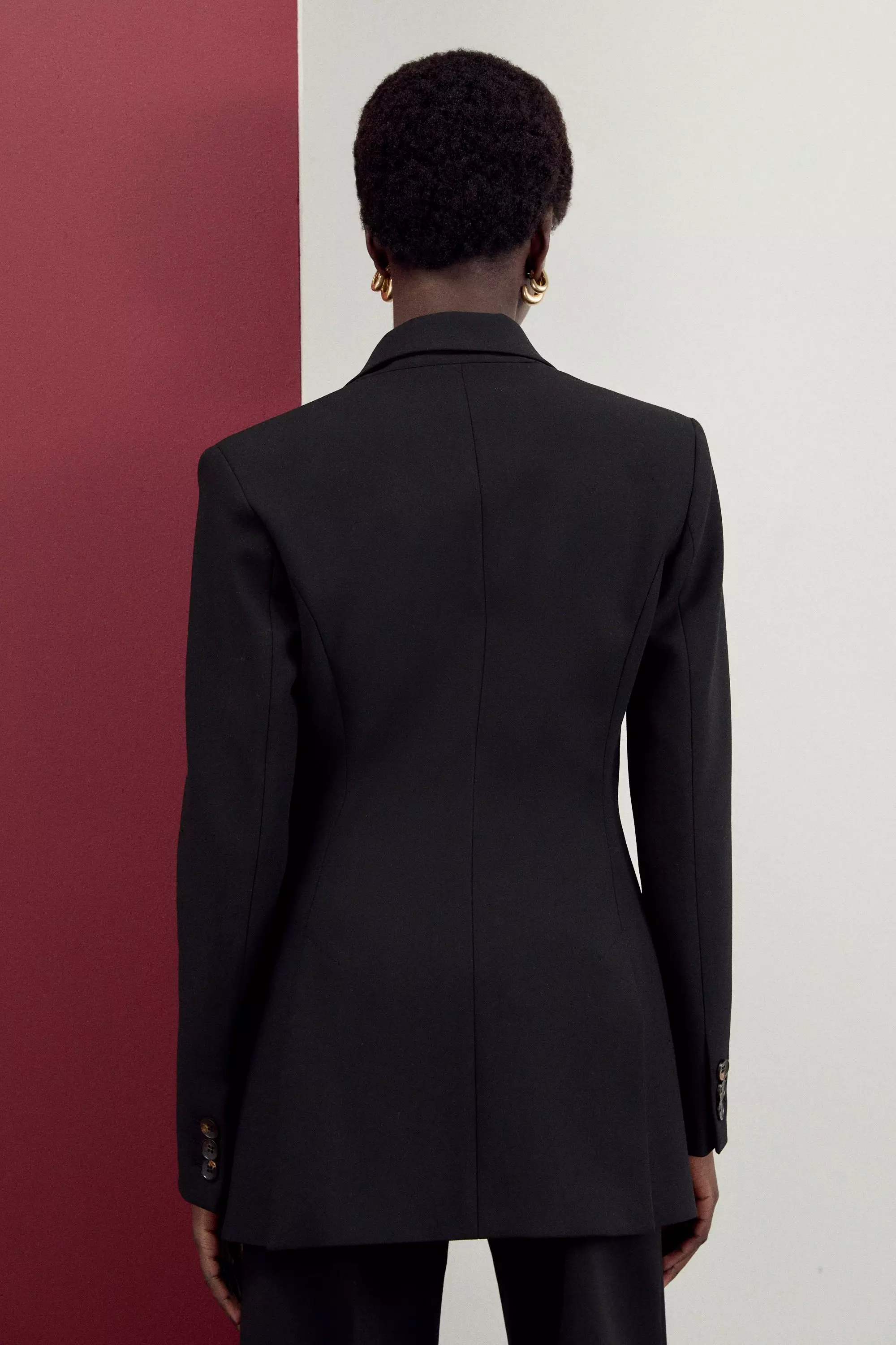 The Founder Compact Stretch Tailored Double Breasted Blazer