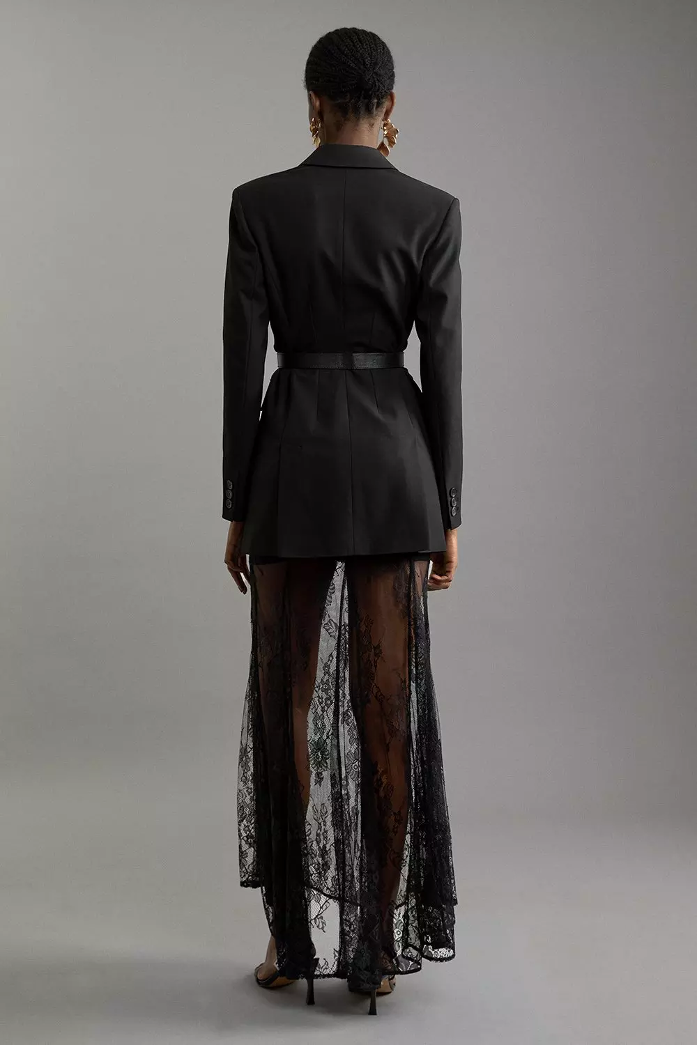 Tall Sheer Lace Godet Woven Midi Skirt | Karen Millen