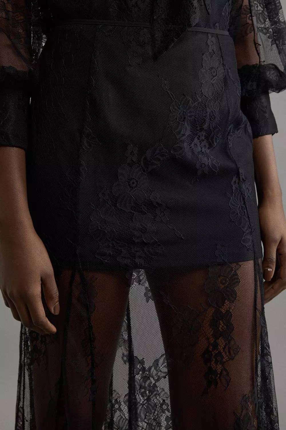 ◆KAREN MILLEN◆ Sheer Lace 織りミディスカート Sheer Lace Godet Woven Midi Skirt Co-Ord | Karen Millen