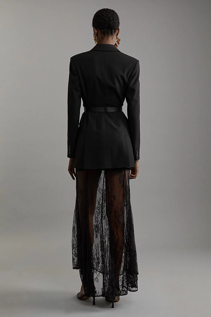 Sheer Lace Godet Woven Maxi Skirt | Karen Millen Sheer Lace Godet Woven Maxi Skirt | Karen Millen