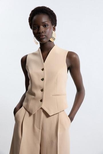 Beige Essential Tailored Button Through Waistcoat