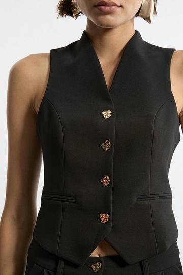 Essential Tailored Button Through Waistcoat black