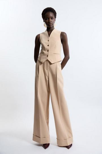 Essential Tailored Wide Leg Trousers beige