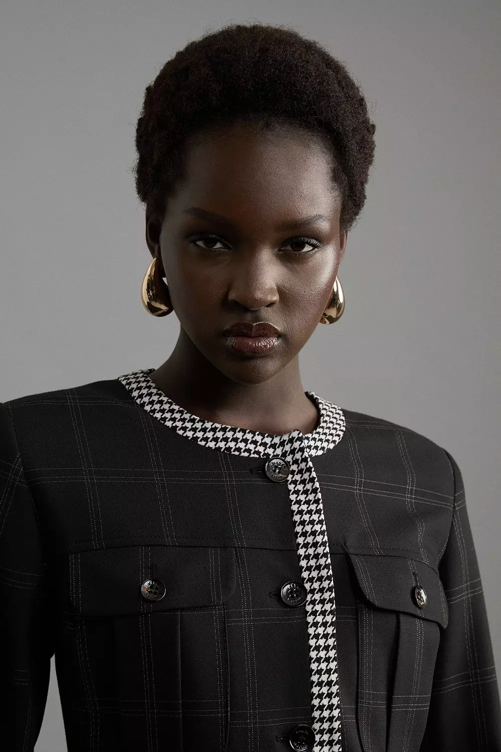 Multi Formal Tailored Black Check Buttoned Shirt alternative image
