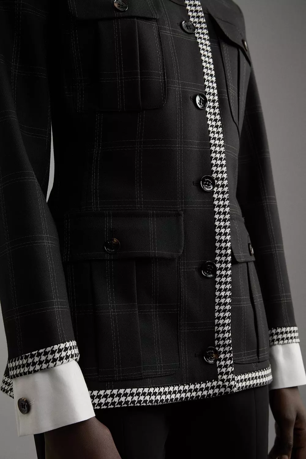 Multi Formal Tailored Black Check Buttoned Shirt alternative image