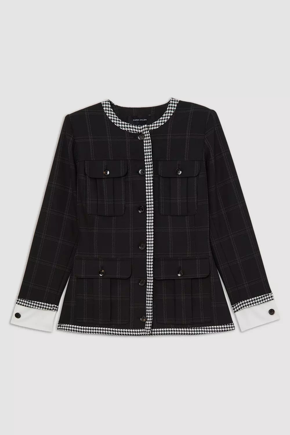 Multi Formal Tailored Black Check Buttoned Shirt alternative image