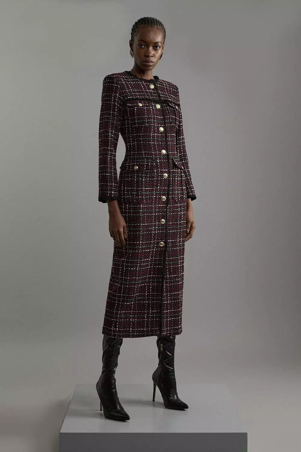 安心追跡【KAREN MILLEN】テーラードベルト付きペンシルドレス Karen Millen ベルト付きプリーツマキシドレス 送料関税込み