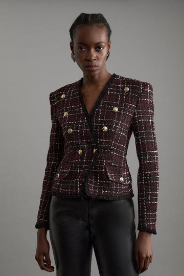 Petite Tailored Asymmetric Tailored Jacket merlot