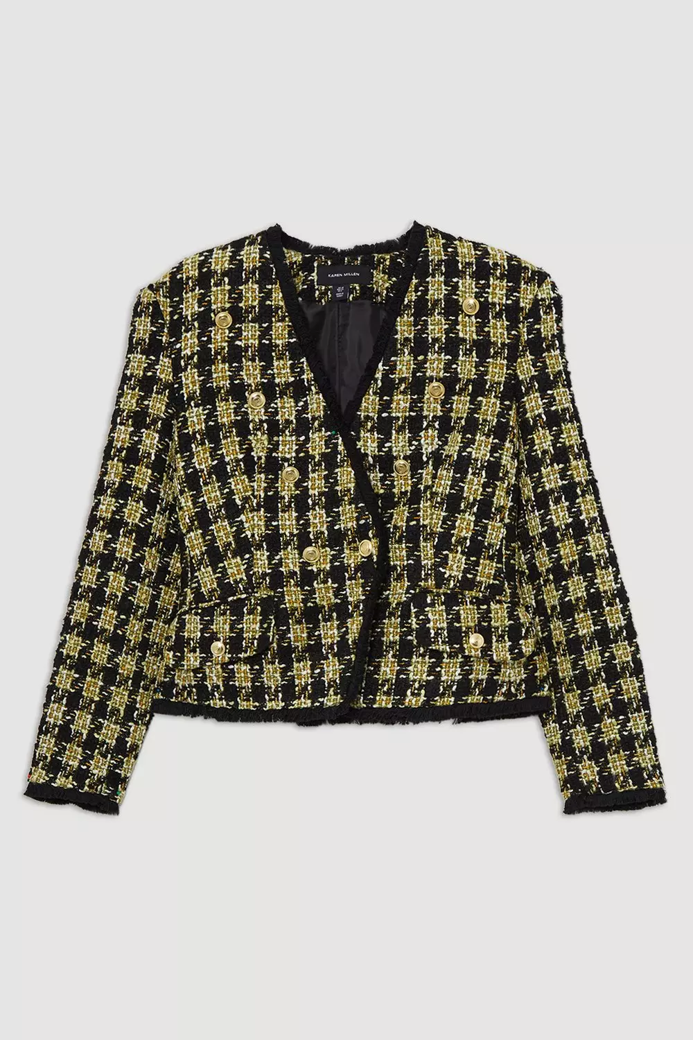 Multi Wool Blend Check Tailored Asymmetric Jacket alternative image