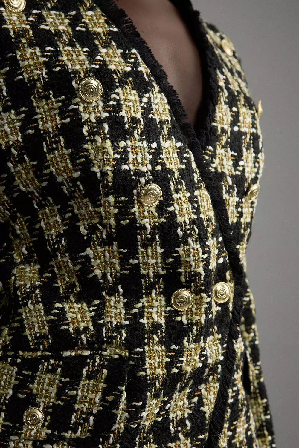 Multi Wool Blend Check Tailored Asymmetric Jacket alternative image