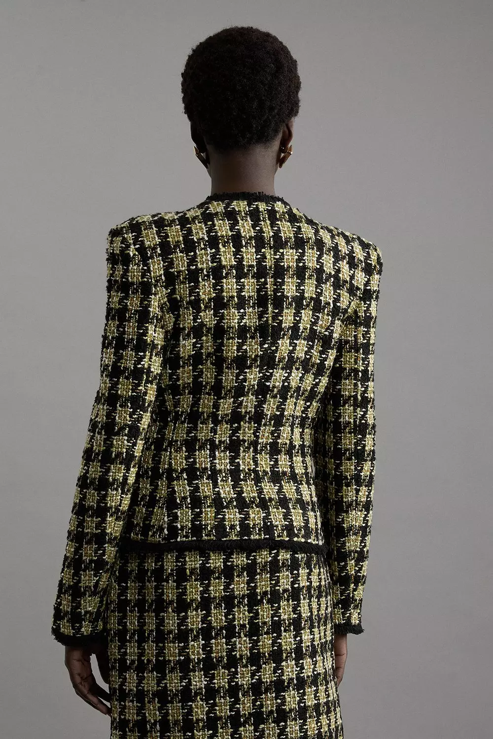 Multi Wool Blend Check Tailored Asymmetric Jacket alternative image