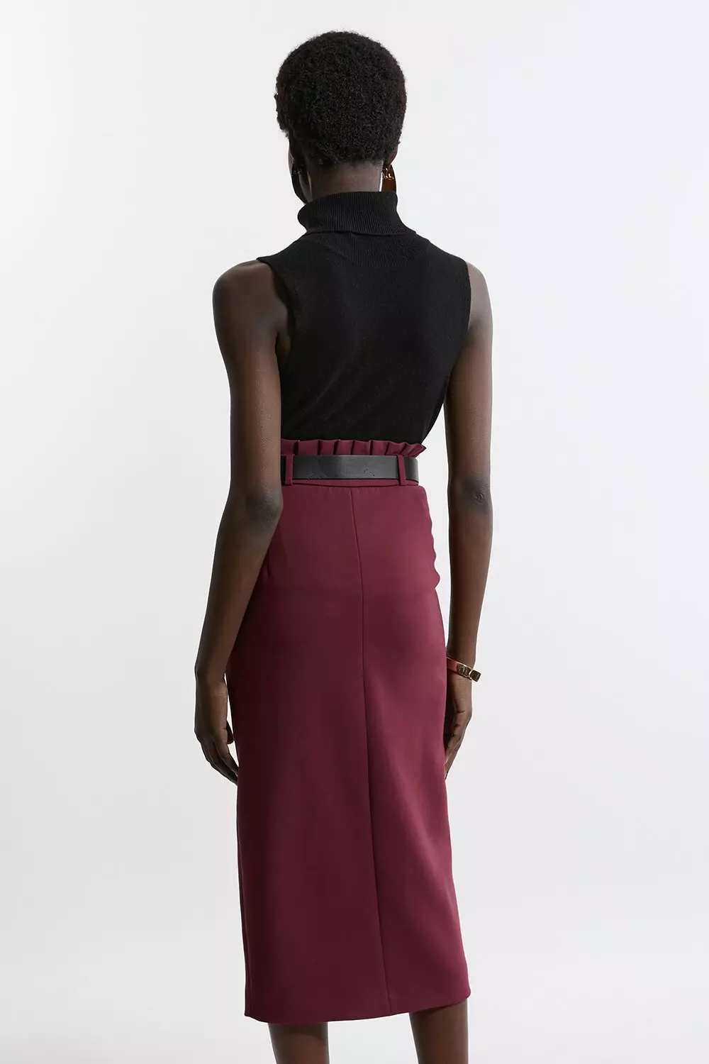 Compact Stretch Tailored High Waist Maxi Skirt Karen Millen