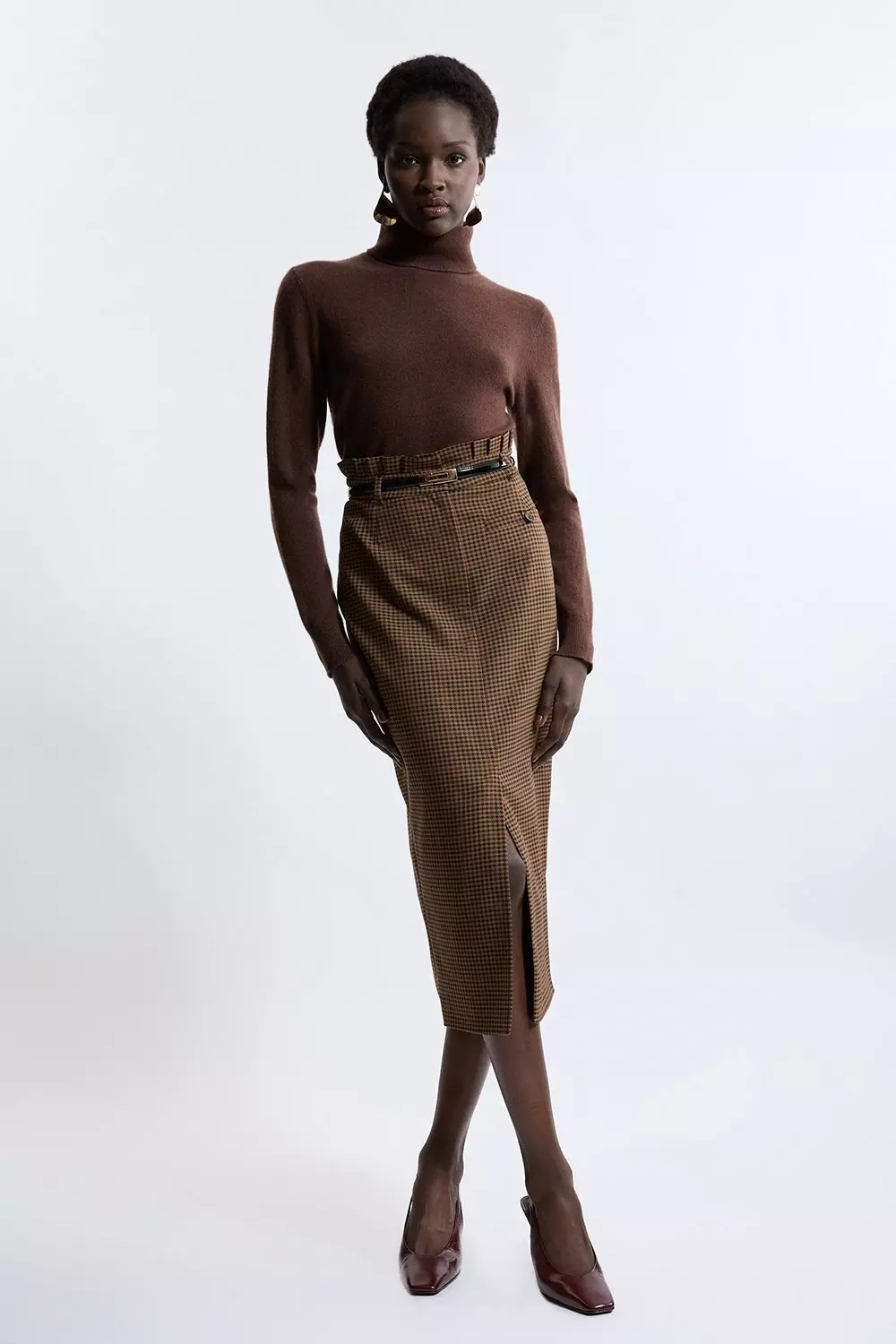 Check With Choc Tailored Maxi Skirt Karen Millen