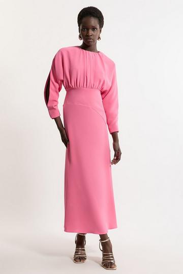 Soft Tailored Long Sleeve Maxi Dress pink