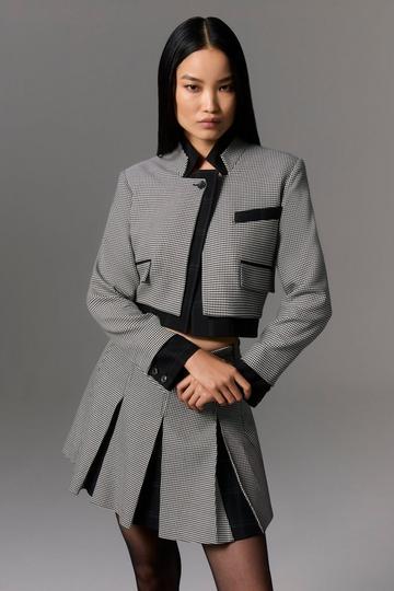 Tailored Black Check Cropped Jacket multi