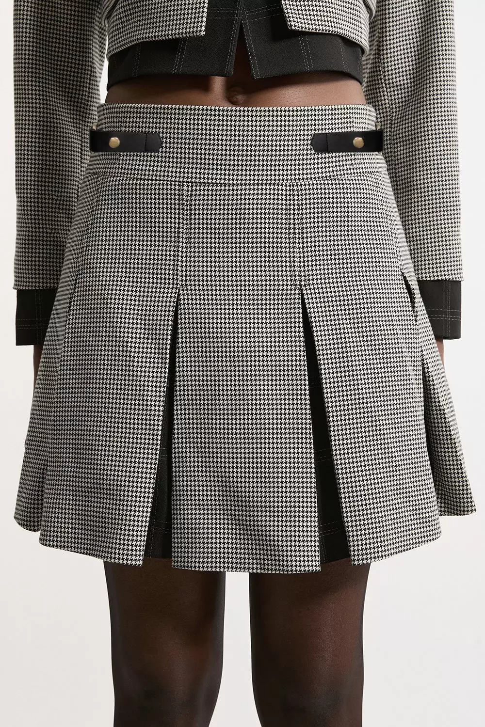 Multi Tailored Check Pleated Mini Skirt alternative image
