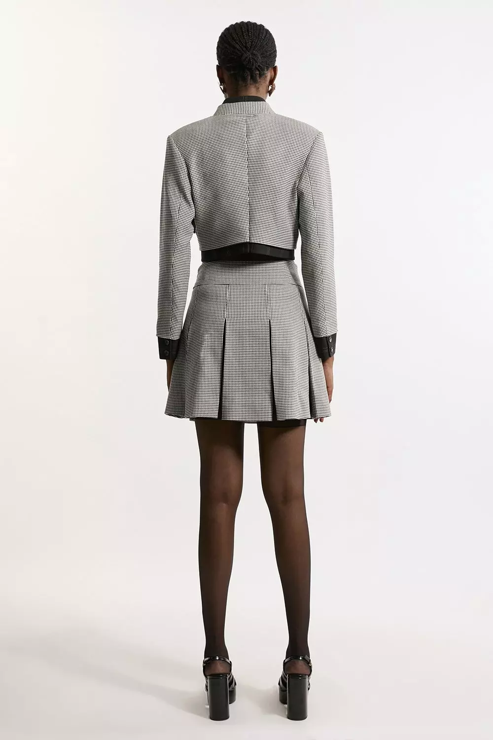 Multi Tailored Check Pleated Mini Skirt alternative image