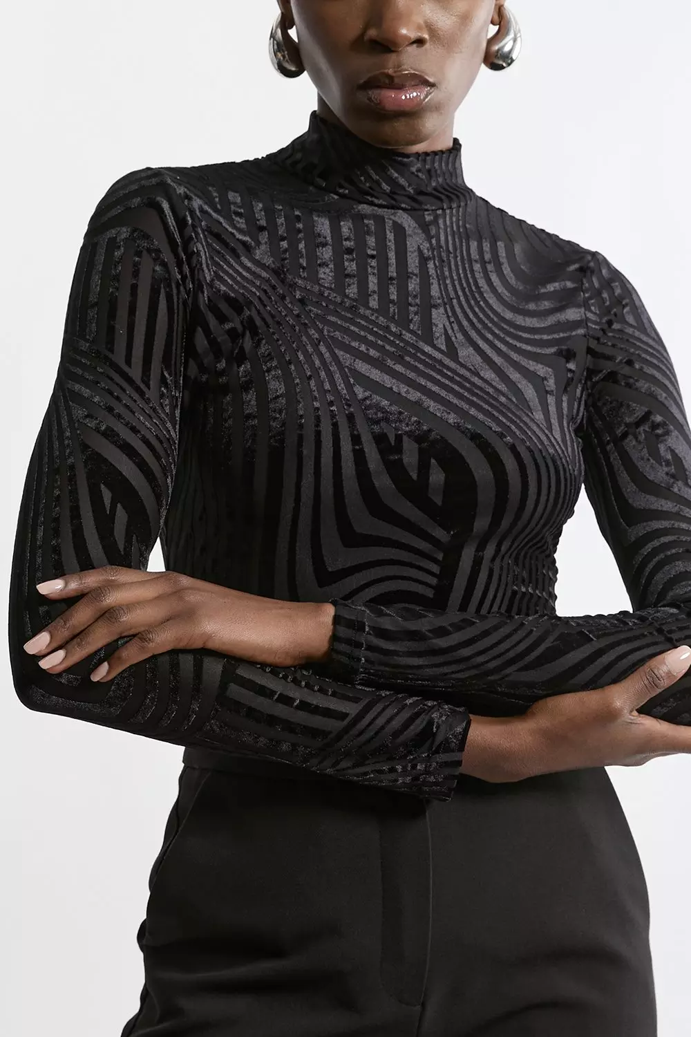 Black Velvet Devore Jersey Long Sleeve Top alternative image