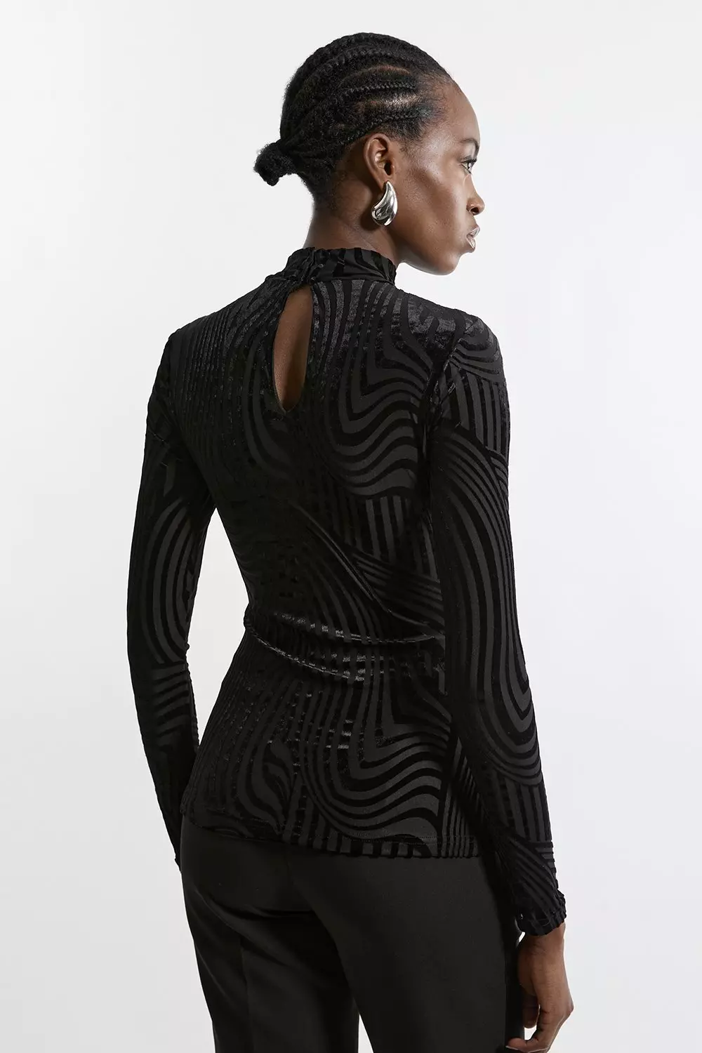 Black Velvet Devore Jersey Long Sleeve Top alternative image