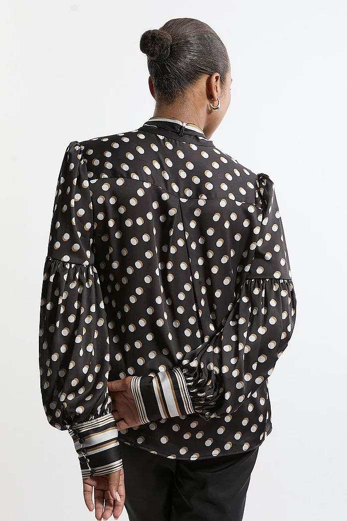 Plus Size Polka Dot Woven Balloon Sleeve Blouse | Karen Millen Plus Size Polka Dot Woven Balloon Sleeve Blouse | Karen Millen