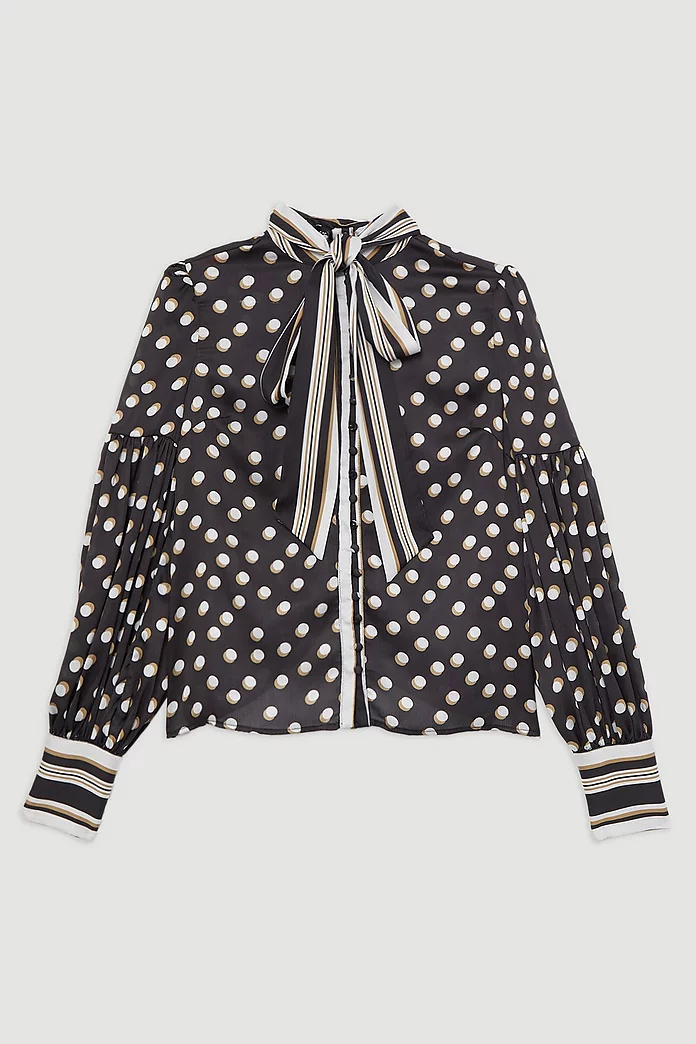 Polka Dot Woven Balloon Sleeve Blouse | Karen Millen Polka Dot Woven Balloon Sleeve Blouse | Karen Millen