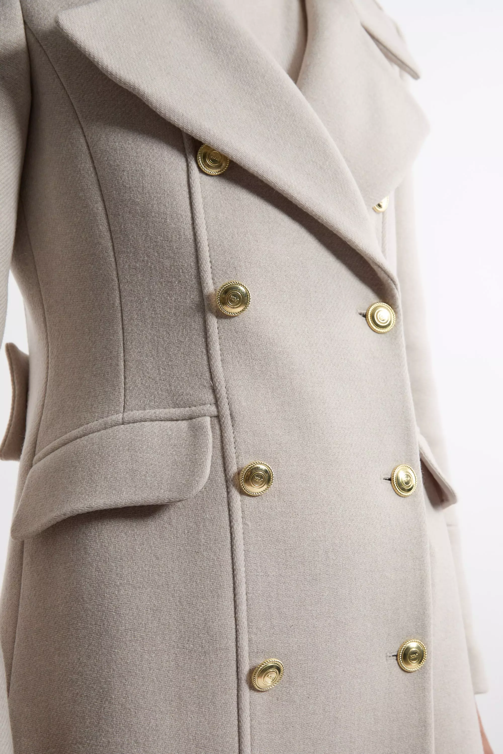Premium Italian Manteco Wool Double Breasted Tailored Midi