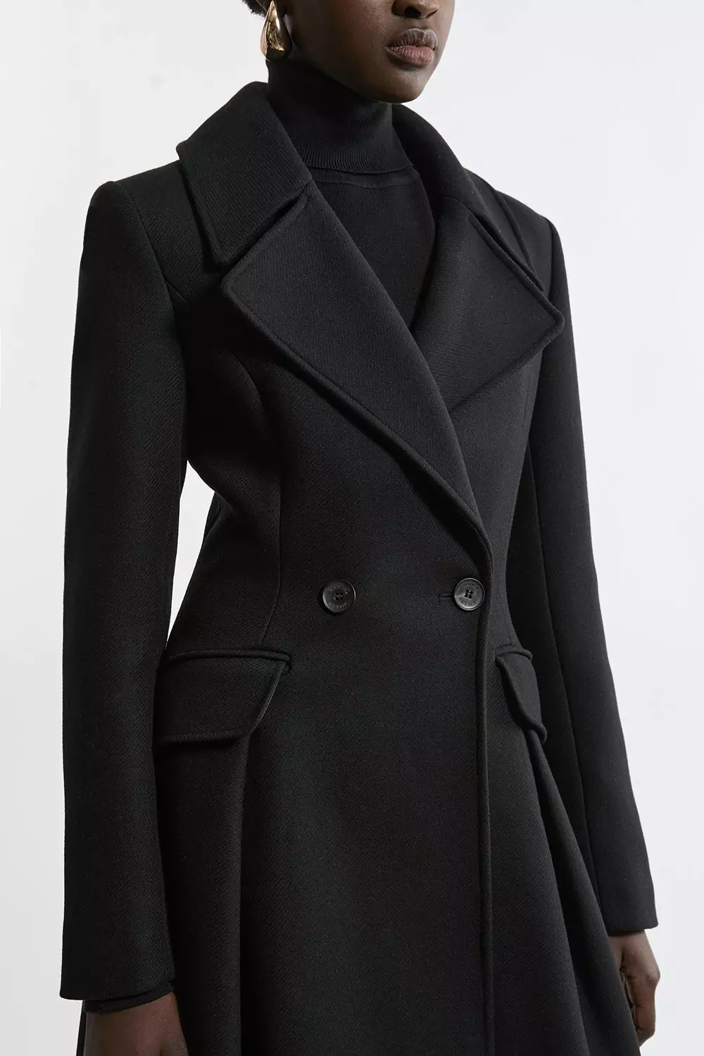 Premium Italian Manteco Wool Tailored Flared Skirt Midaxi Coat | Karen  Millen