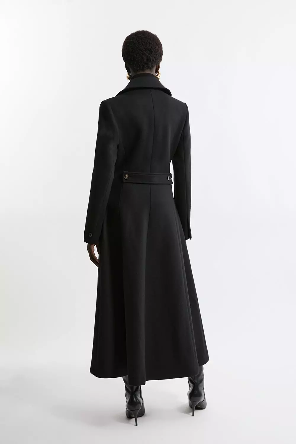 Premium Italian Manteco Wool Tailored Flared Skirt Maxi Coat