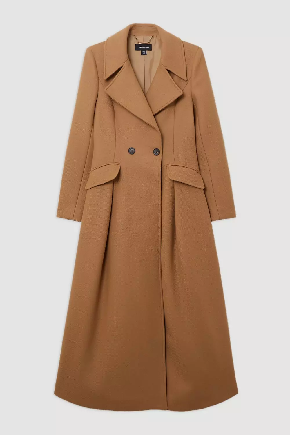 Camel Petite Premium Italian Manteco Wool Tailored Flared Skirt Maxi Coat alternative image
