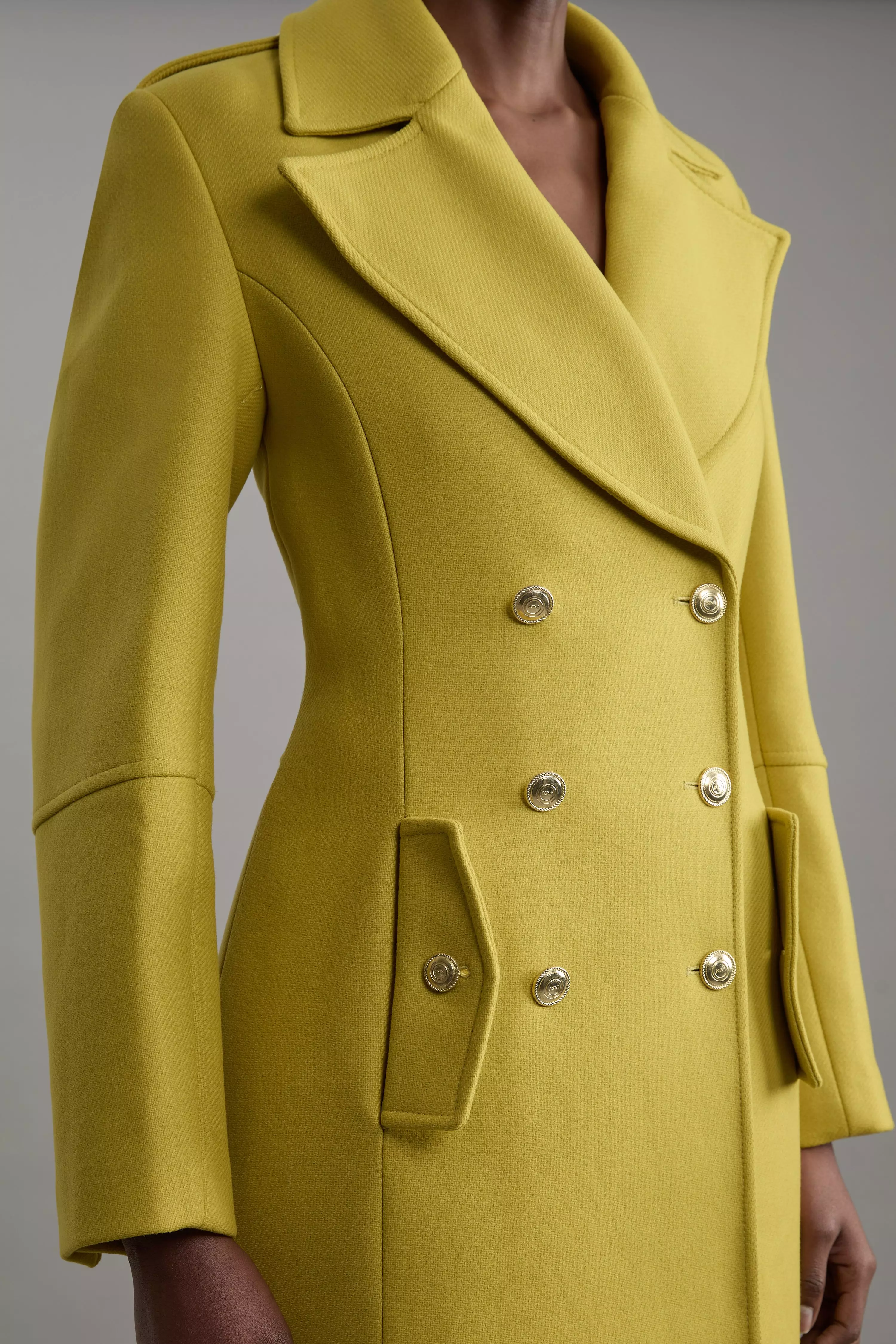 Mustard tailored coat hotsell