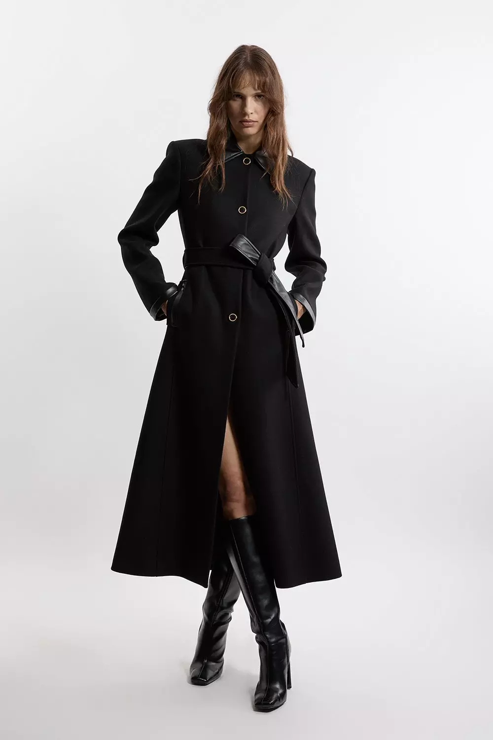 Karen millen black coat on sale