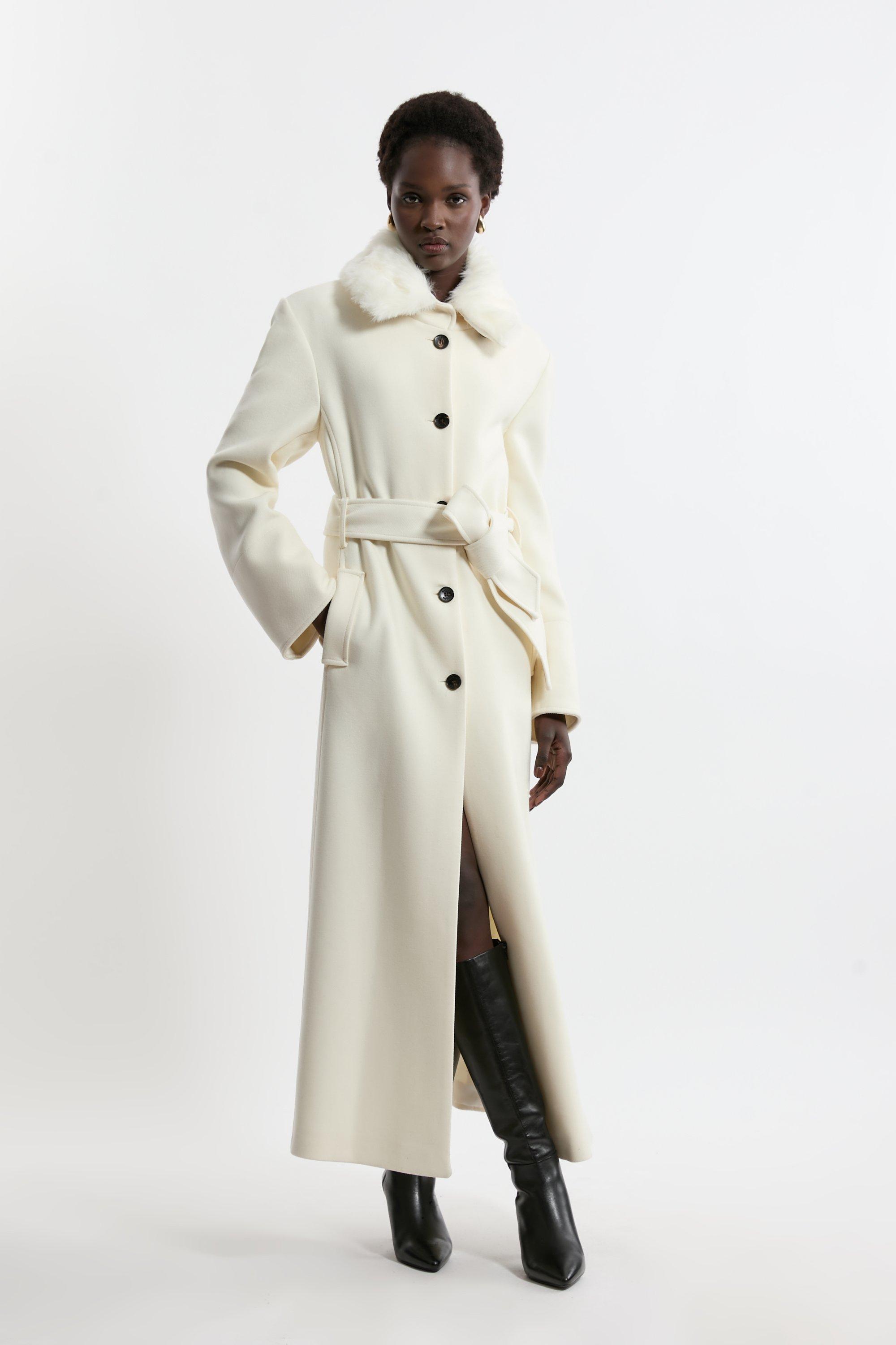 White Faux Fur Coats Karen Millen