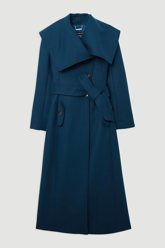 Premium Italian Manteco Wool Cape Full Skirted Belted Maxi Premium Italian Manteco Wool Cape Full Skirted Belted Maxi