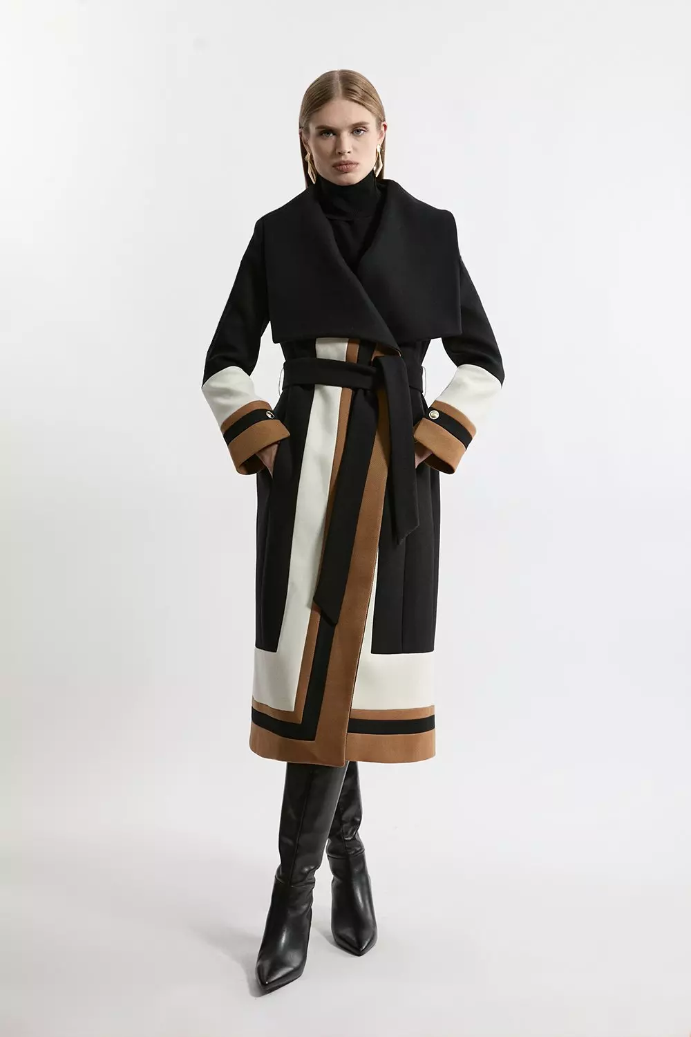 KAREN MILLEN イタリア製 ウール ベルト付き テーラード コート bkk21804_mono_xl?$