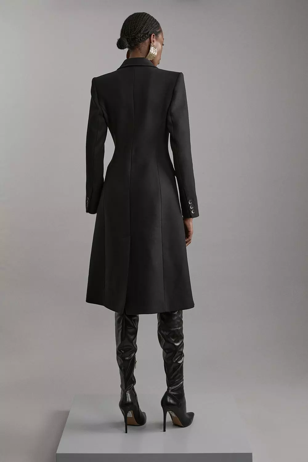 Premium Italian Manteco Wool Fitted Tailored Midi Coat Karen Millen