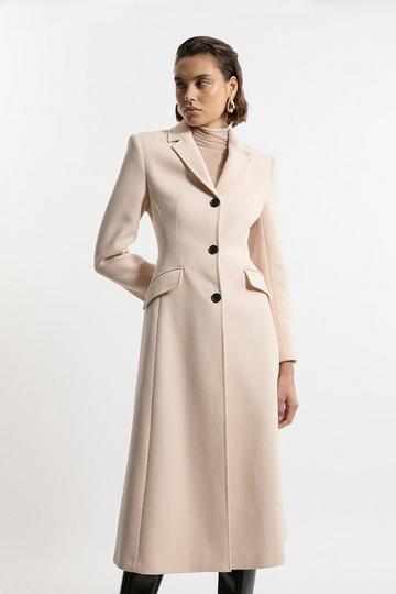 Premium Italian Manteco Wool Full Skirted Tailored Midaxi Coat blush