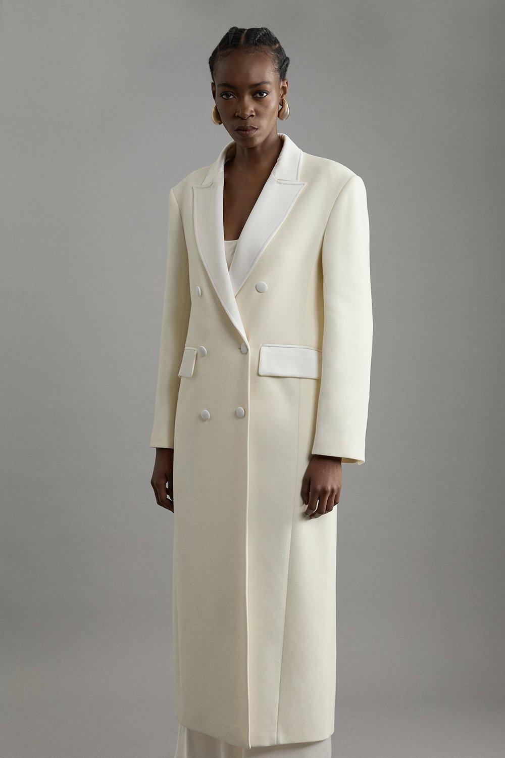 Long white wool coat best sale