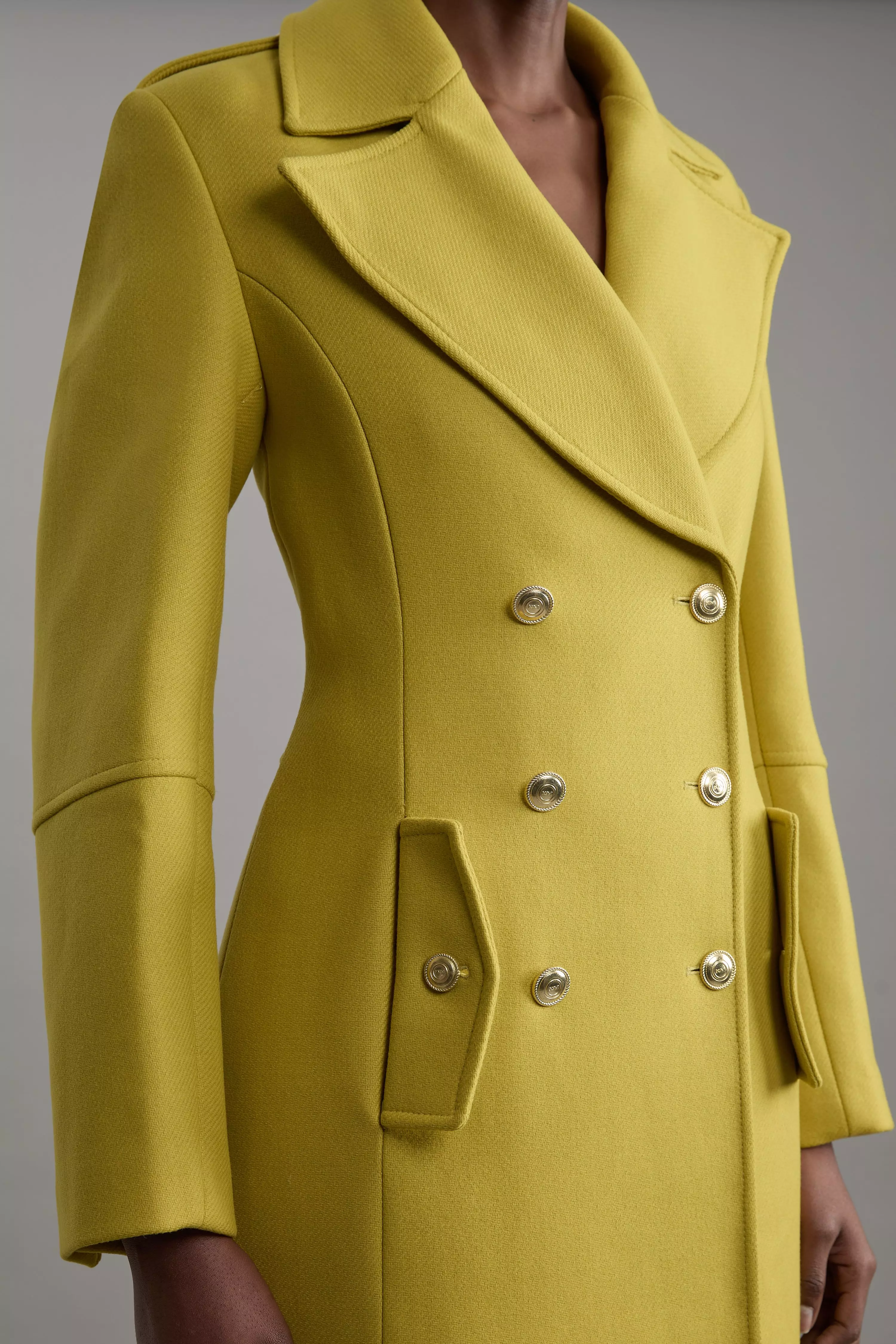 Oversized Mustard online Wool Coat - Jeune for Zalinah White