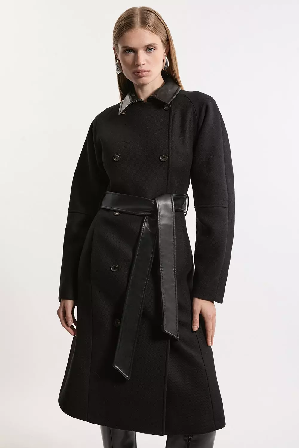 Karen millen long black coat best sale