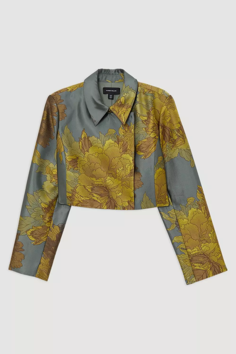 Lydia Millen Plus Size Floral Jacquard Woven Cropped Jacket