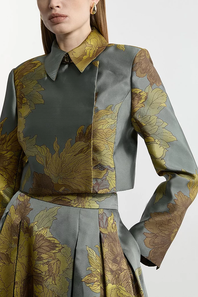 Lydia Millen Floral Jacquard Woven Cropped Jacket | Karen Millen Lydia Millen Floral Jacquard Woven Cropped Jacket | Karen Millen