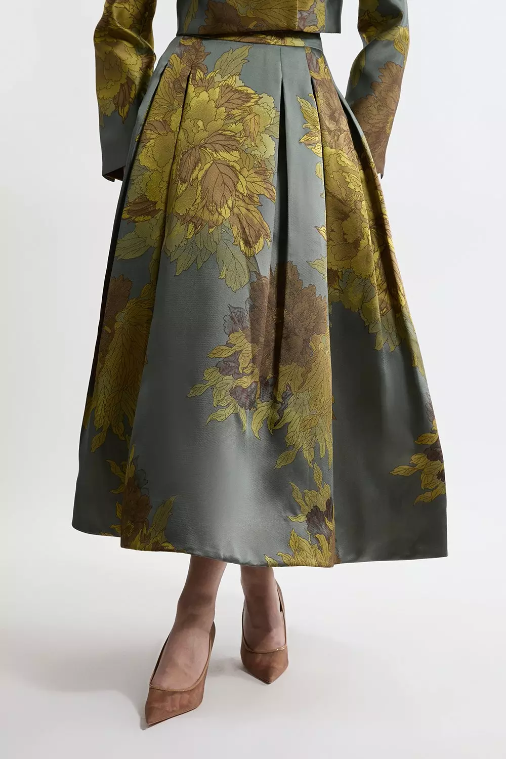 【Karen Millen】テーラードコットンフルミニスカート Lydia Millen Petite Floral Jacquard Woven Maxi Prom Skirt