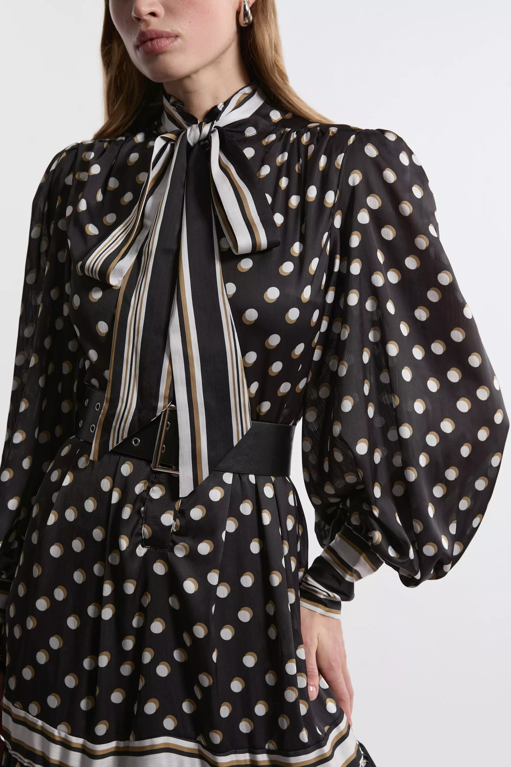パーティードレス ROTATE polka dot midi dress with balloon sleeves 1125682961 ROTATE BIRGER CHRISTENSEN Polka dot-print puff-sleeve Midi