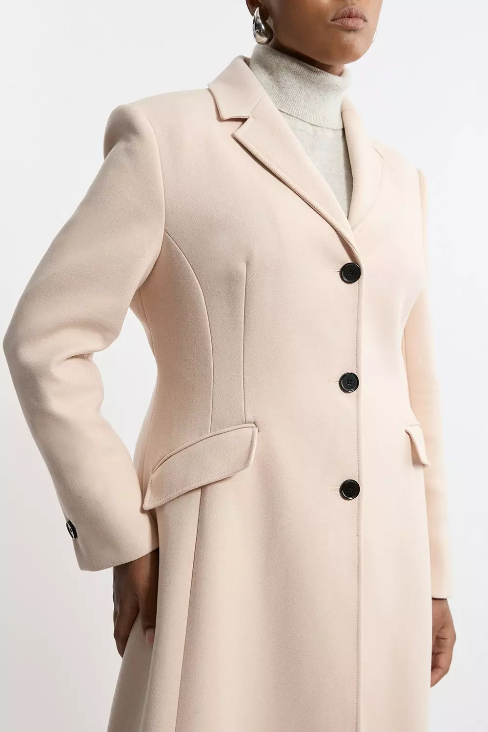 Plus size pink wool coat on sale