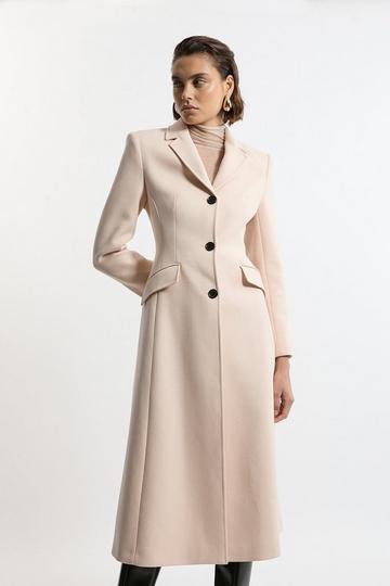 Tall Premium Italian Manteco Wool Full Skirted Tailored Midaxi Coat blush