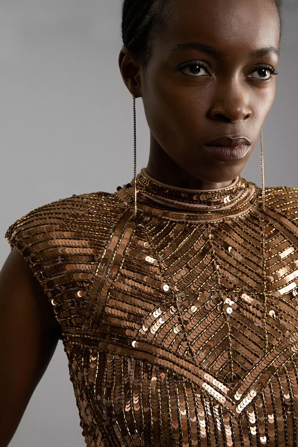 Petite Embellished Pearl Strong Shoulder Mini Dress | Karen