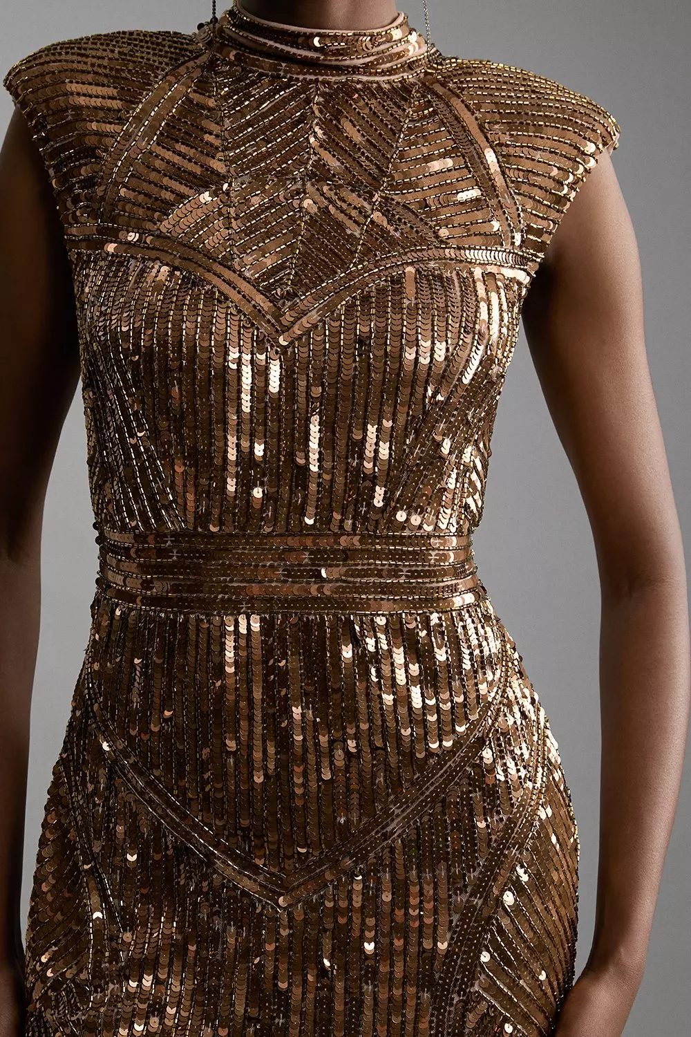 Petite Embellished Pearl Strong Shoulder Mini Dress | Karen