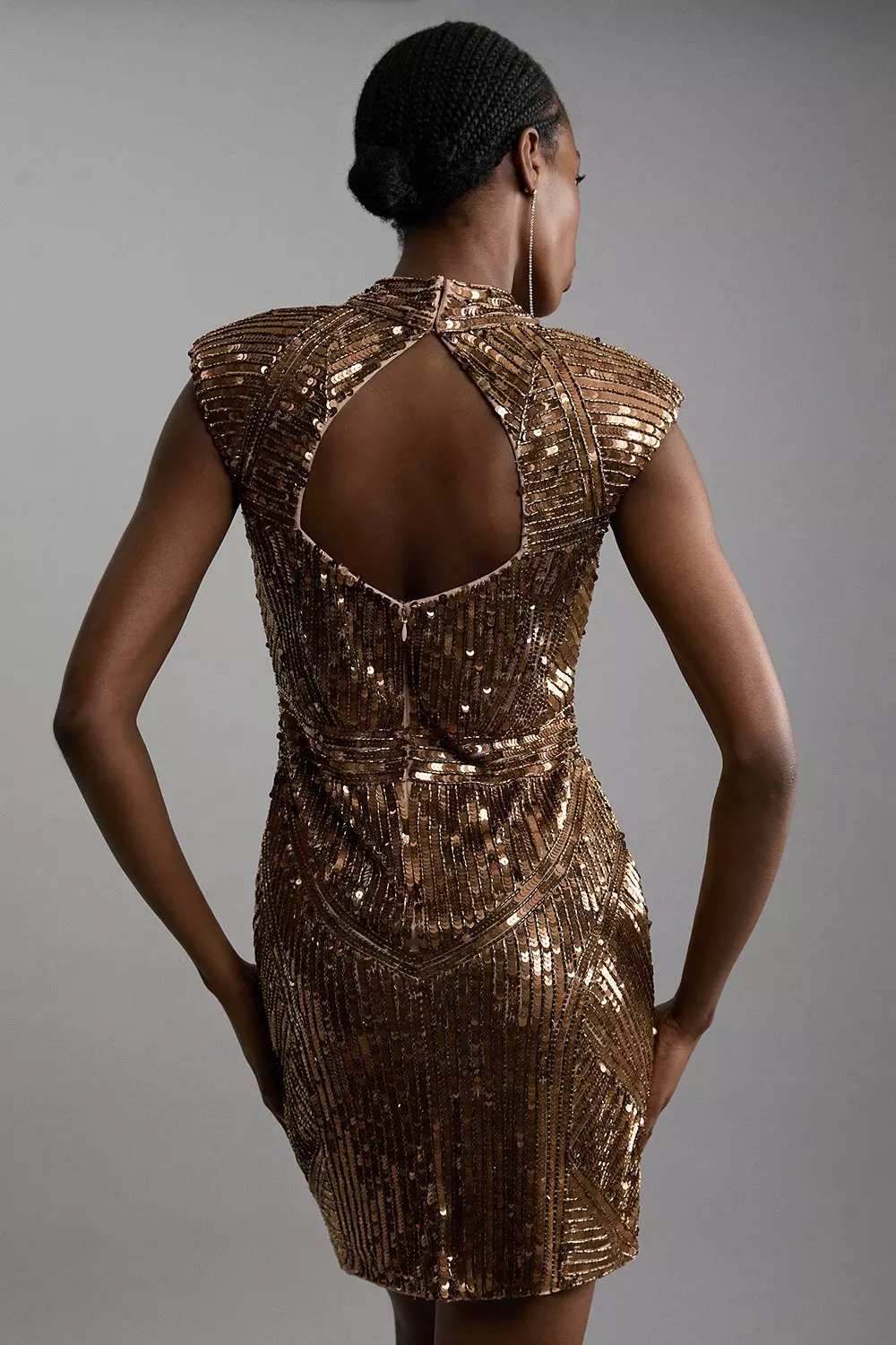 Petite Embellished Pearl Strong Shoulder Mini Dress | Karen
